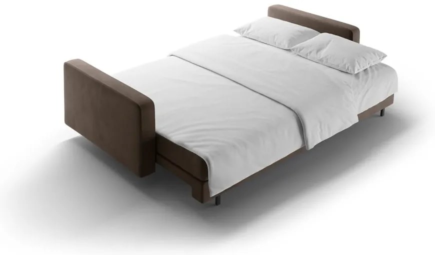 Brązowa aksamitna rozkładana sofa ze schowkiem 222 cm Bali – Cosmopolitan Design