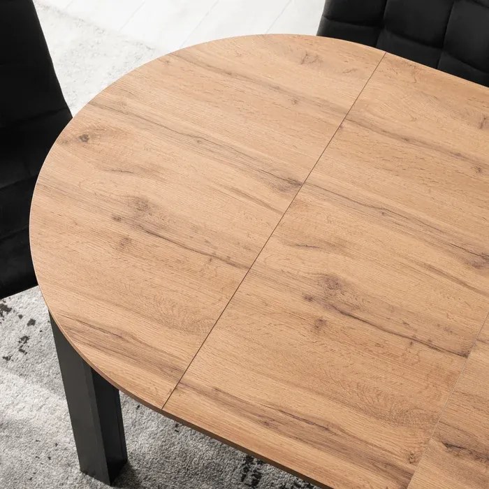 Stół Okrągły Rozkładany HARRY 92-132 cm Dąb Craft/Czarny Loft