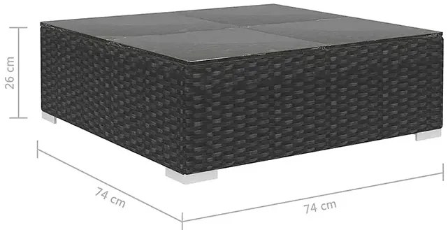 Czarno-kremowy 6-częściowy wypoczynkowy zestaw do ogrodu W1-M00