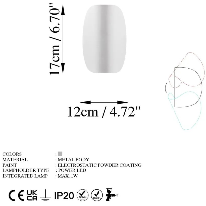 Biały kinkiet LED Heybe – Opviq lights