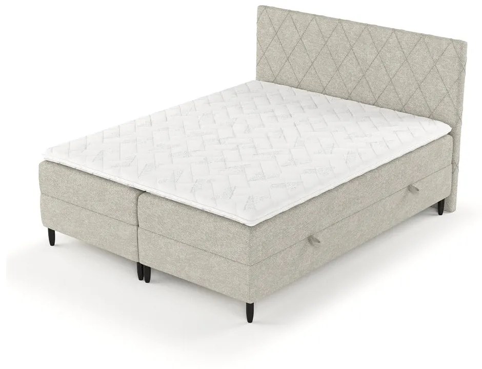 Szarobeżowe łóżko boxspring ze schowkiem 140x200 cm Gwen – Maison de Rêve