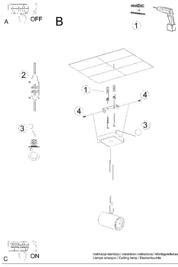Czarna lampa punktowa 6x10 cm Jones – Sollux
