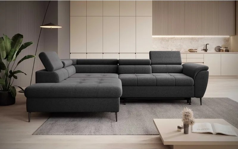 Narożnik TEMPO w układzie L z funkcją spania i pojemnikiem WERSAL