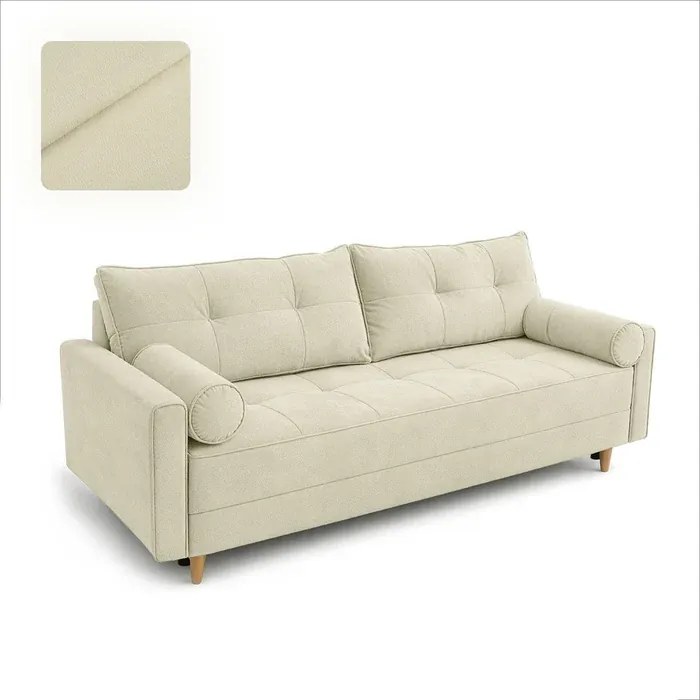 Sofa z Funkcją Spania LONAR Kremowa Japandi