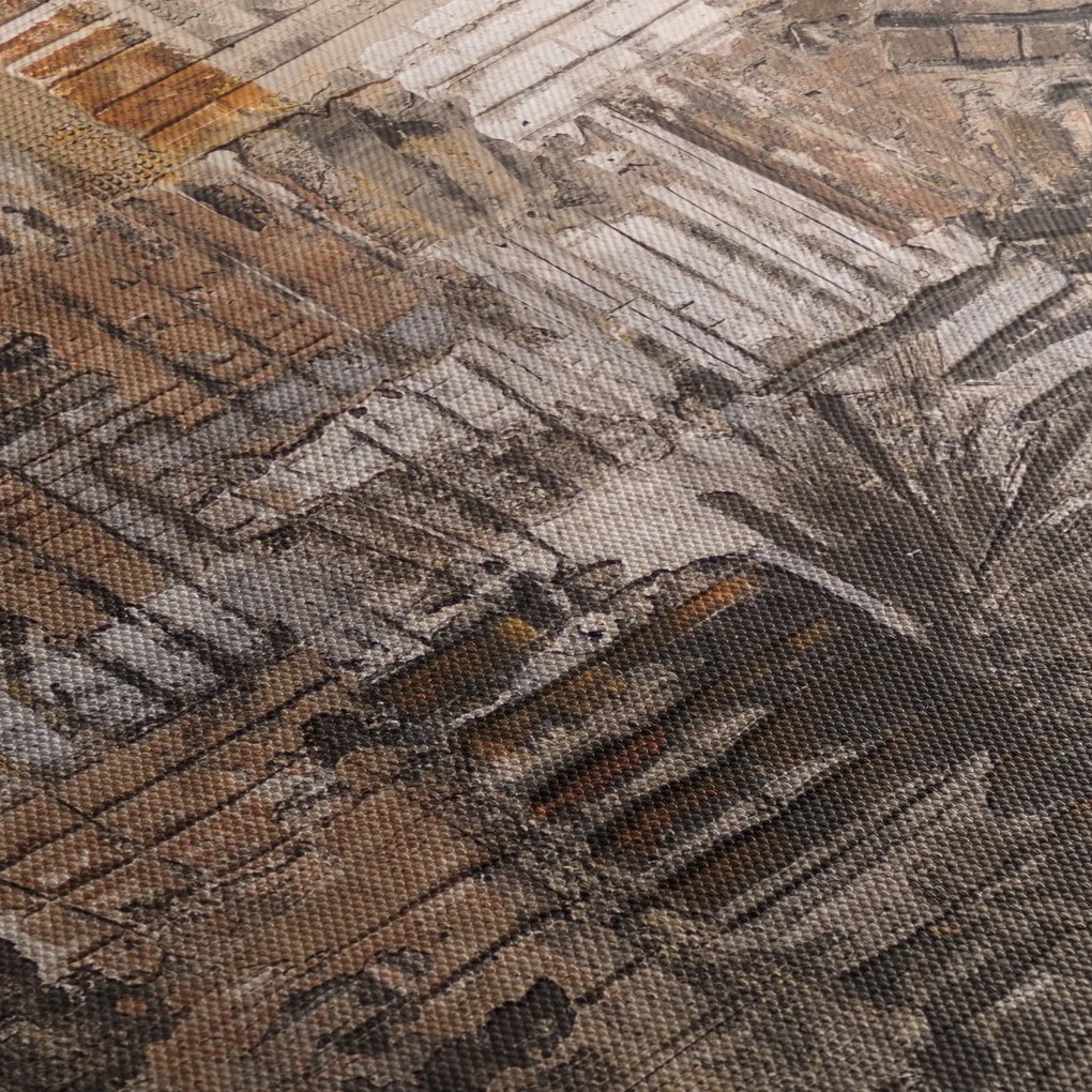 Obraz - Abstrakcja w odcieniach brązu (z zegarem) (90x30 cm)