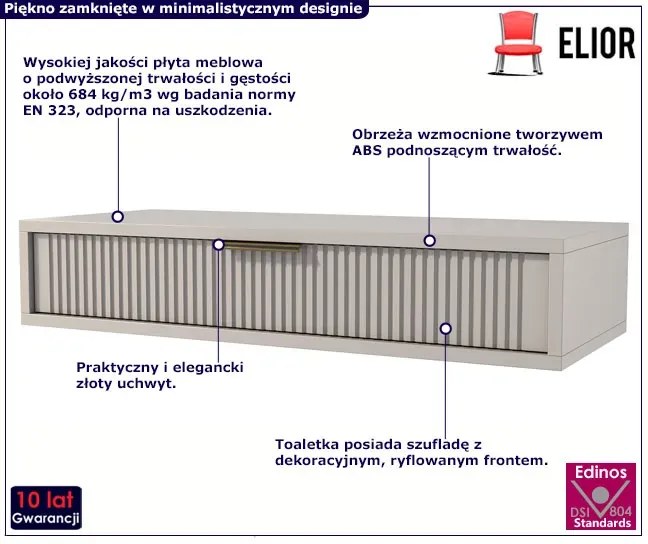 Kaszmirowa ryflowana toaletka ścienna - Edva