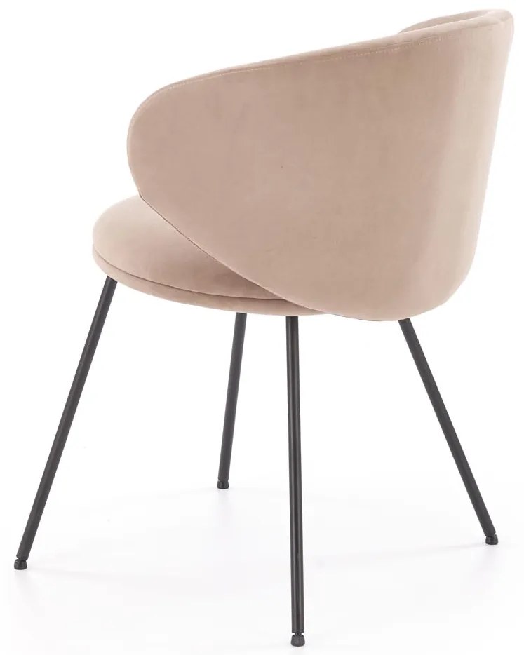 Krzesło do jadalni tapicerowane beżowy mat welur K587
