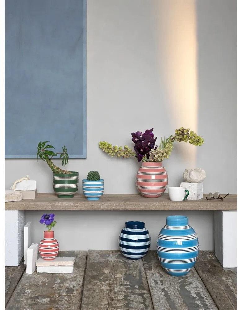 Biało-zielona ceramiczna doniczka Kähler Design Nuovo, ø 15 cm