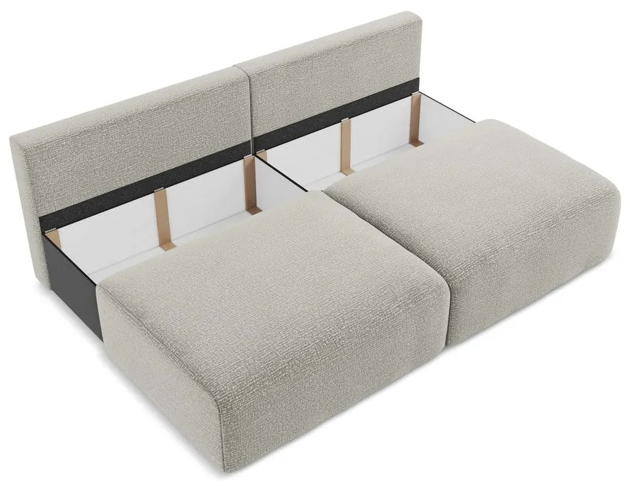 Jasnoszara rozkładana/ze schowkiem sofa 216 cm Kalena – Makamii