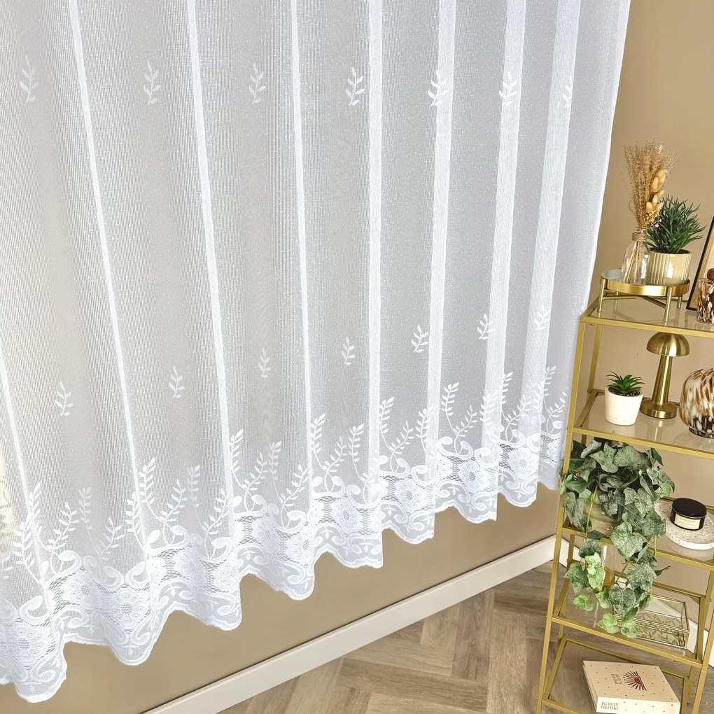 Firana żakardowa w gałązki delikatna z pasem na dole - wys. 180 cm