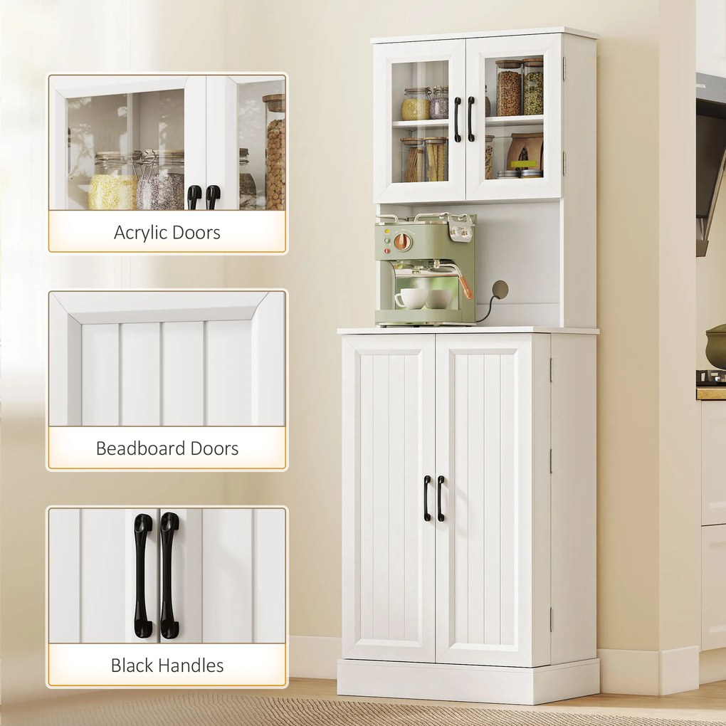 HOMCOM Biała szafka kuchenna z regulowaną półką drzwi akrylowe otwór na kable do kuchni i salonu | Aosom PL