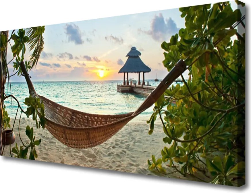 Fotoobraz na płótnie Relaks w Hamaku na Plaży
