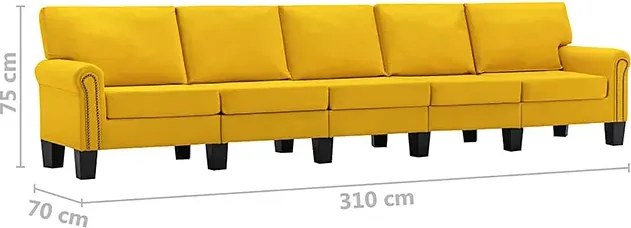 5-osobowa żółta sofa dekoracyjna - Dionas 5X