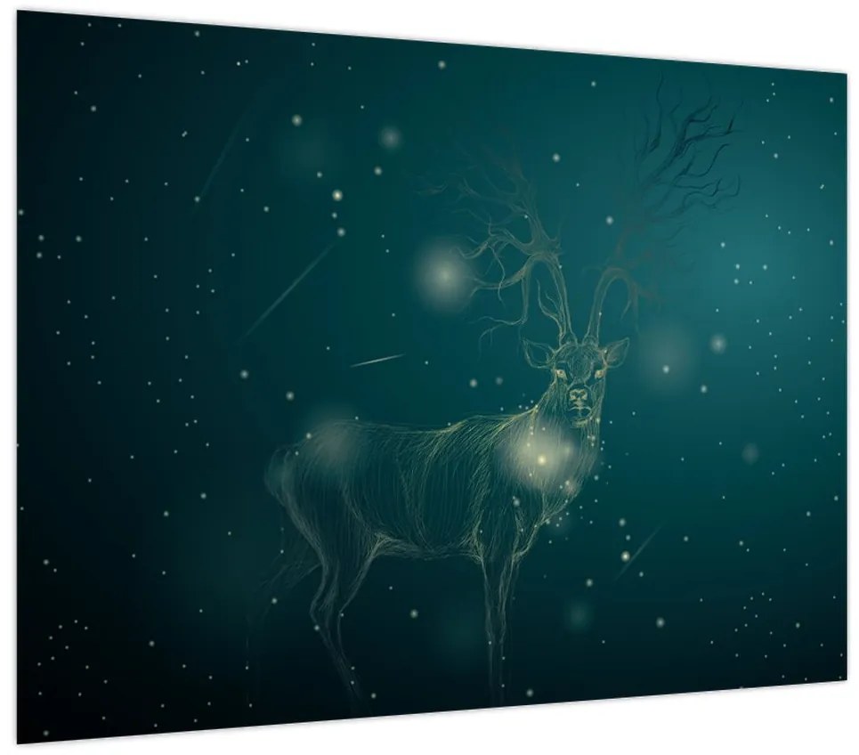 Obraz - Magiczny jeleń w nocy (70x50 cm)