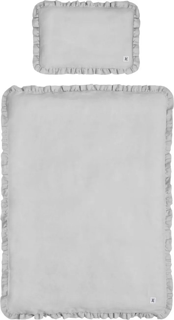 Bellamy Lniany zestaw kołderki i poduszki do łóżeczka z wypełnieniem STONE GRAY, rozm. S