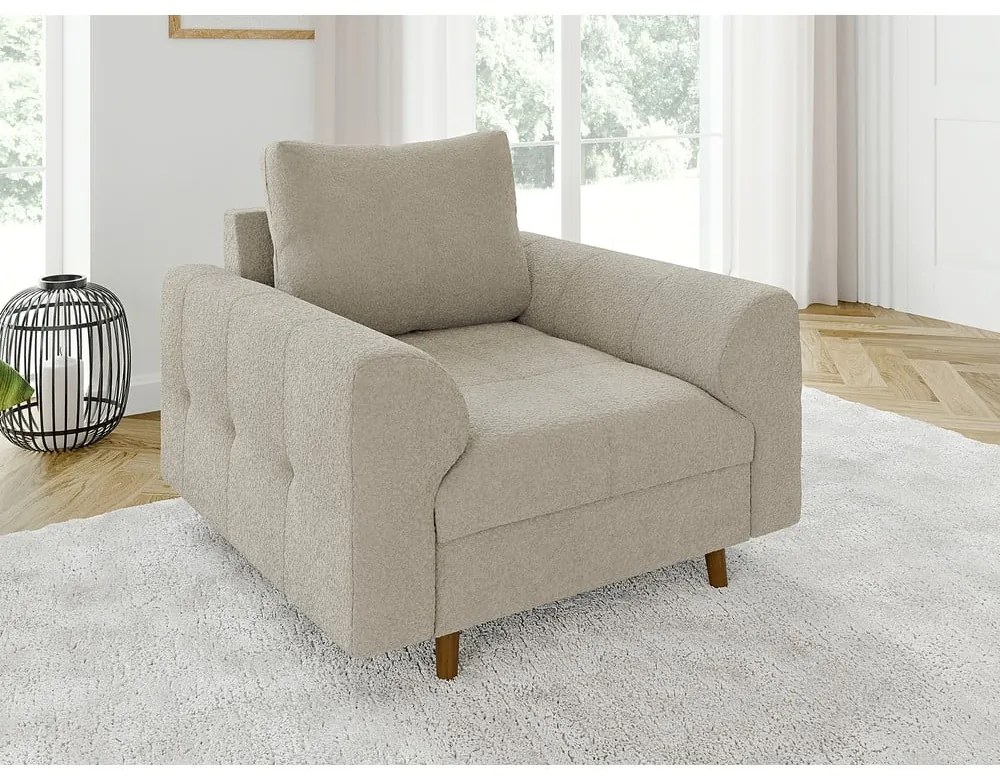 Beżowy fotel z materiału bouclé Ariella – Ropez