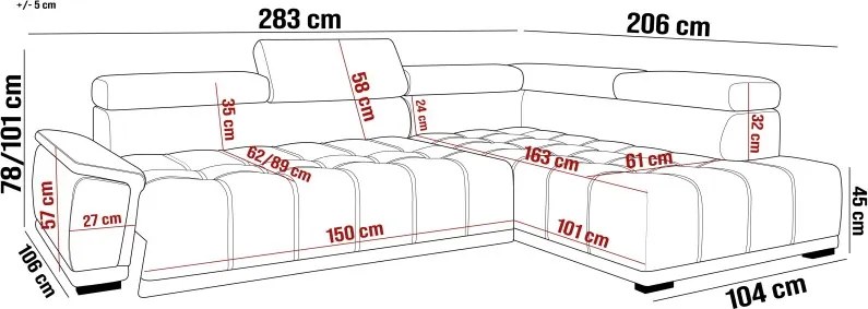 Narożnik GREMIO układ L Prawostronny z elektryczną regulacją siedziska WERSAL