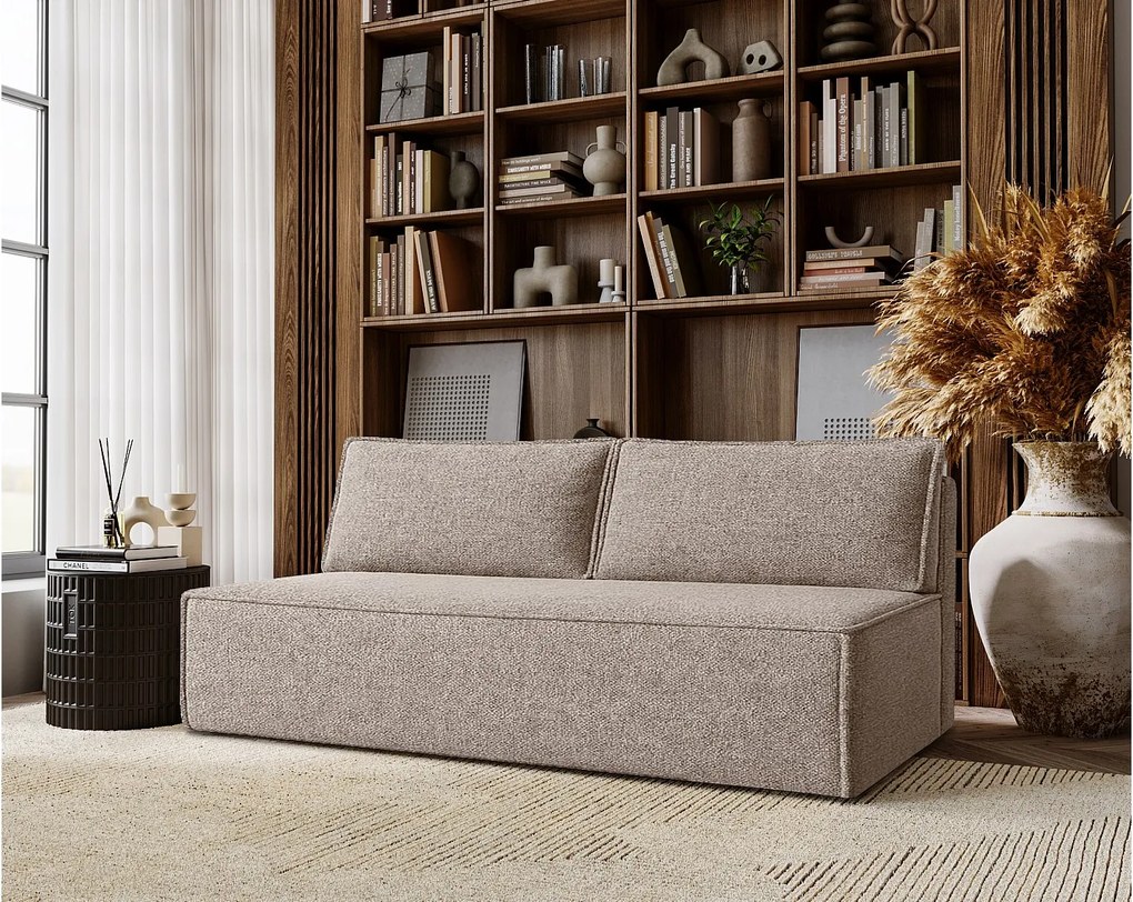 Sofa z funkcją spania i pojemnikiem DUO, tkanina Verita, Ciepły beż