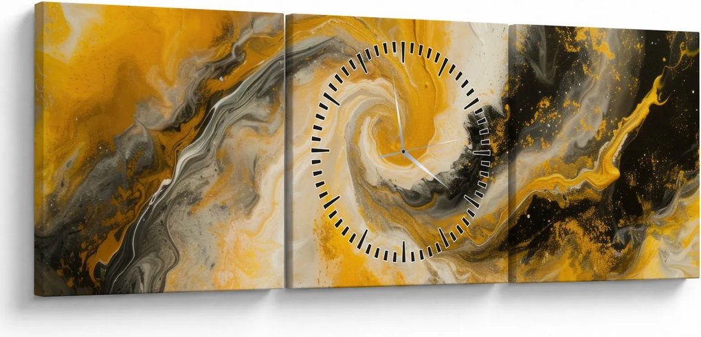 Obraz - Abstrakcja spiralna (z zegarem) (90x30 cm)