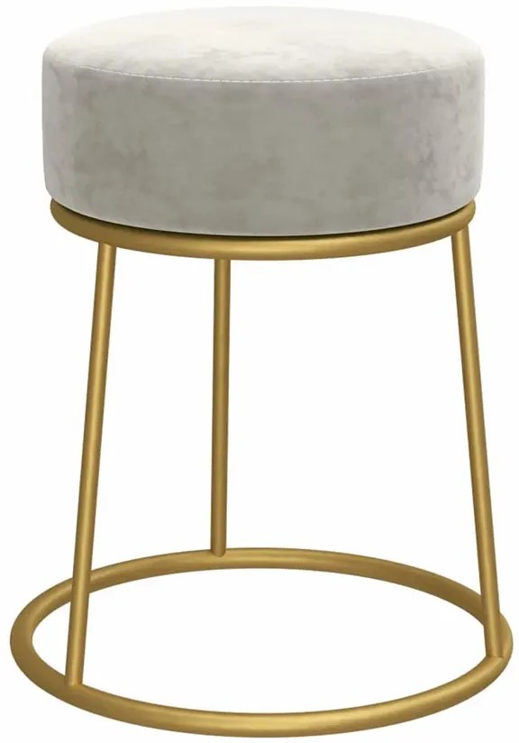 Okrągły szary welurowy taboret w stylu glamour P5-L64