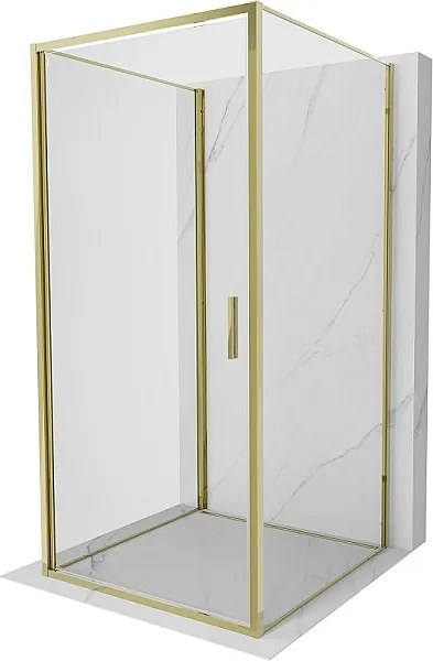 Mexen Exo-3S kabina prysznicowa 3-ścienna uchylna 80 x 80 cm, transparent, złota - 817-080-080-50-00-3S