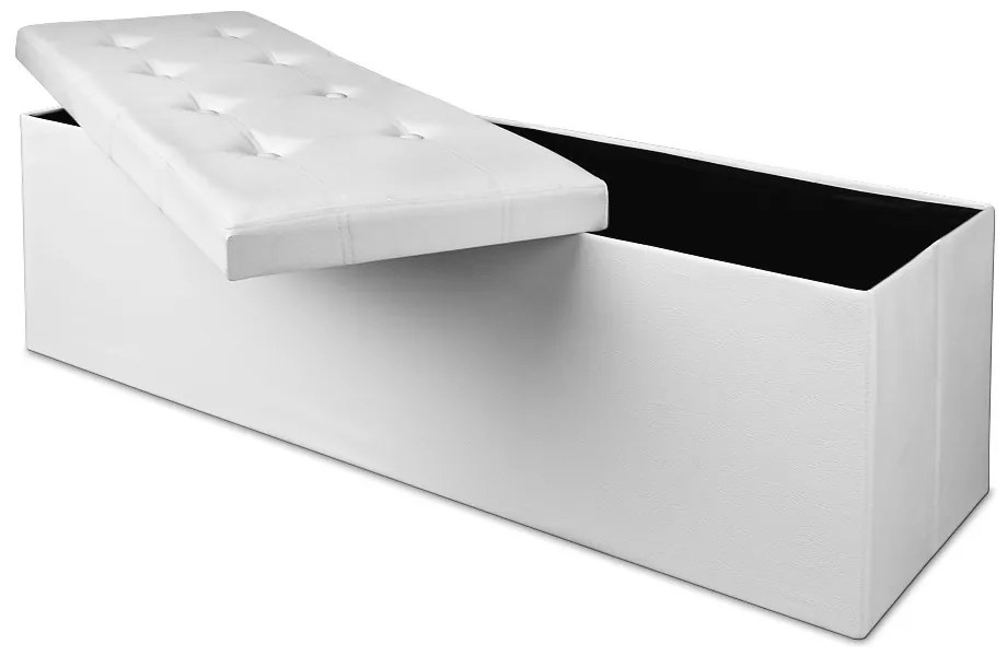 Taboretka z miejscem do przechowywania BELLA, 115x40x40cm, biała Casaria