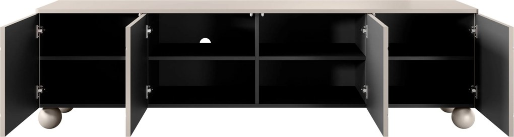 Szafka RTV Sonatia II 200 cm czterodrzwiowa na nogach kulach - kaszmir