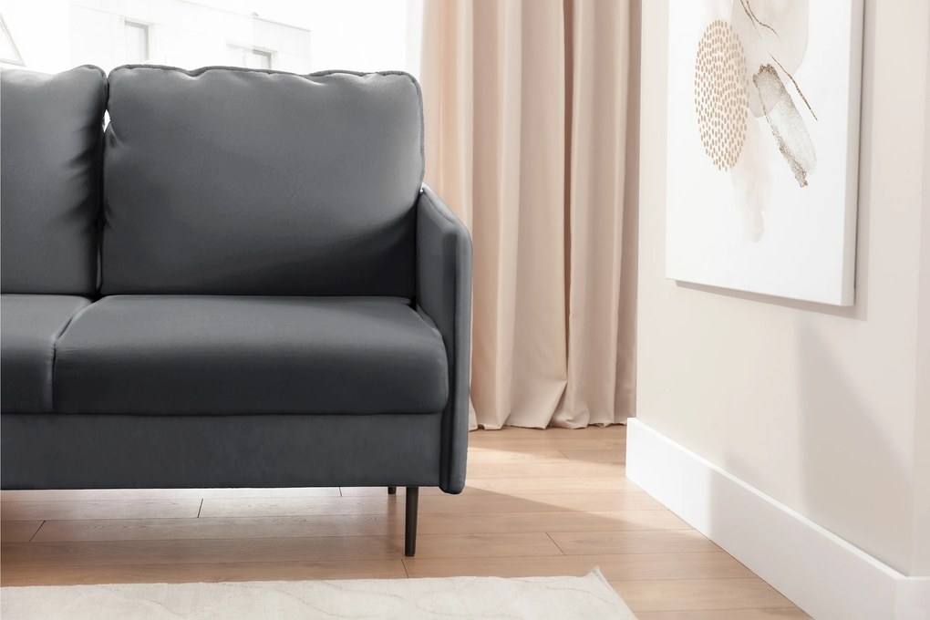 Narożnik z funkcją spania Taila Mini lewostronny - szary welur Velluto 18 / czarne nogi