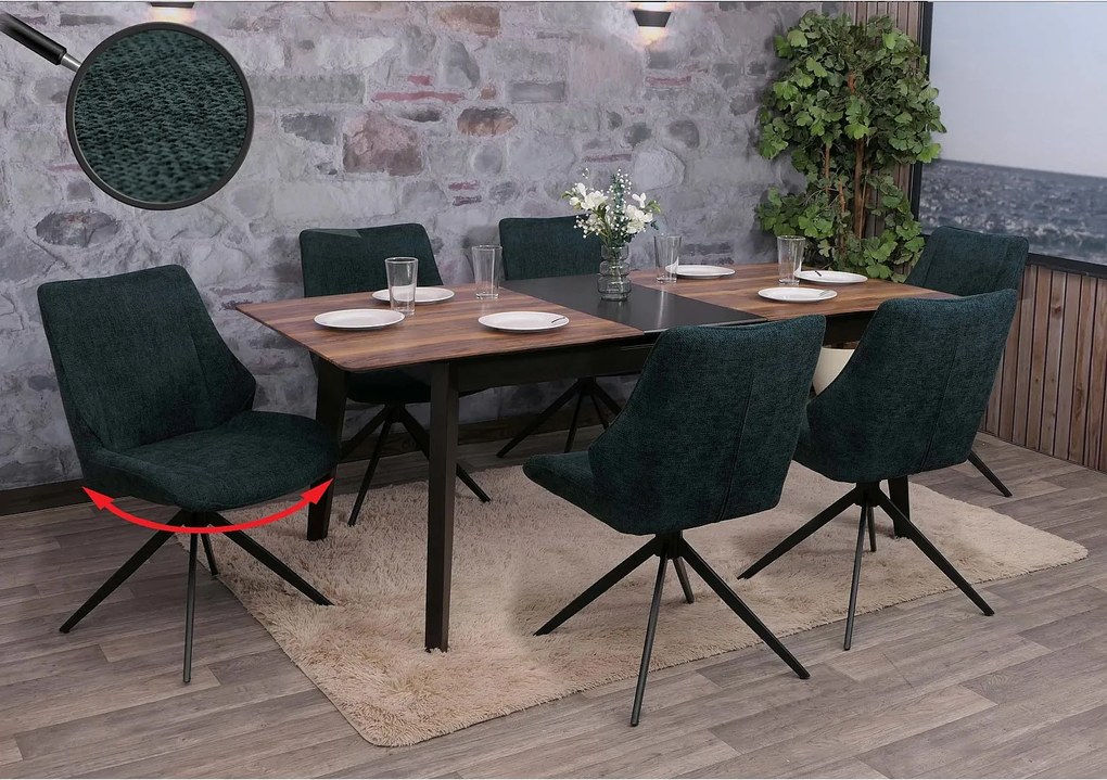 Krzesło do jadalni MCW-O48 (zestaw 6 sztuk),  zielono-petrolowy