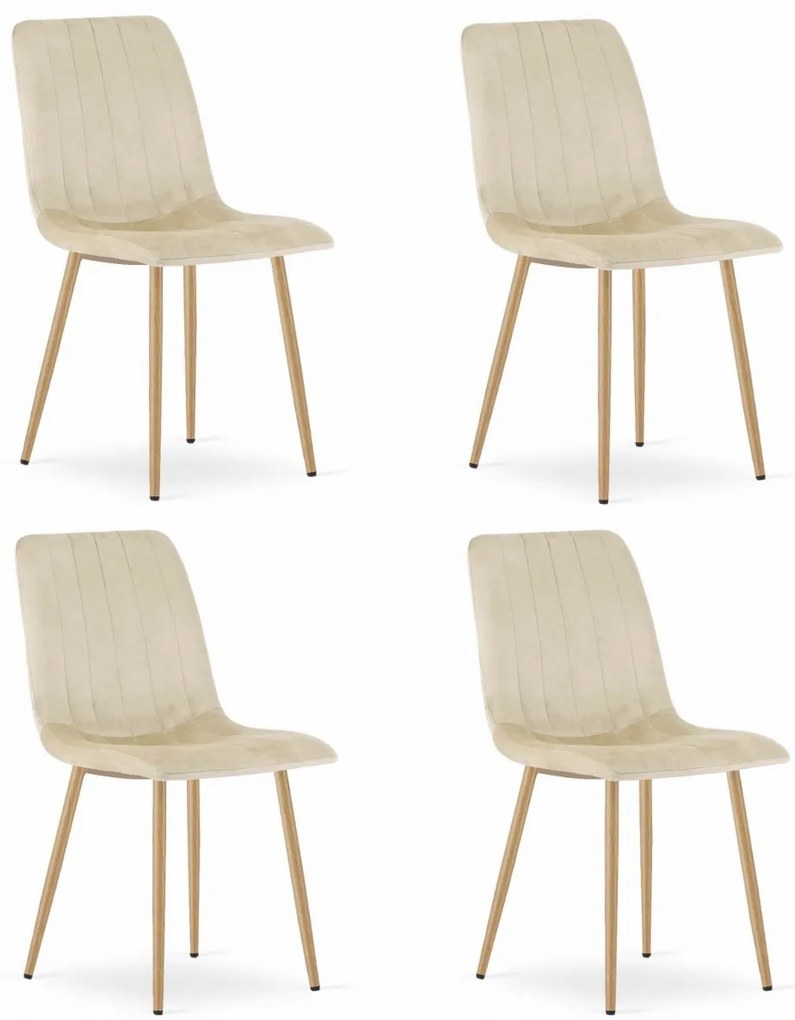 Kremowe krzesło do kuchni LAVA aksamitne