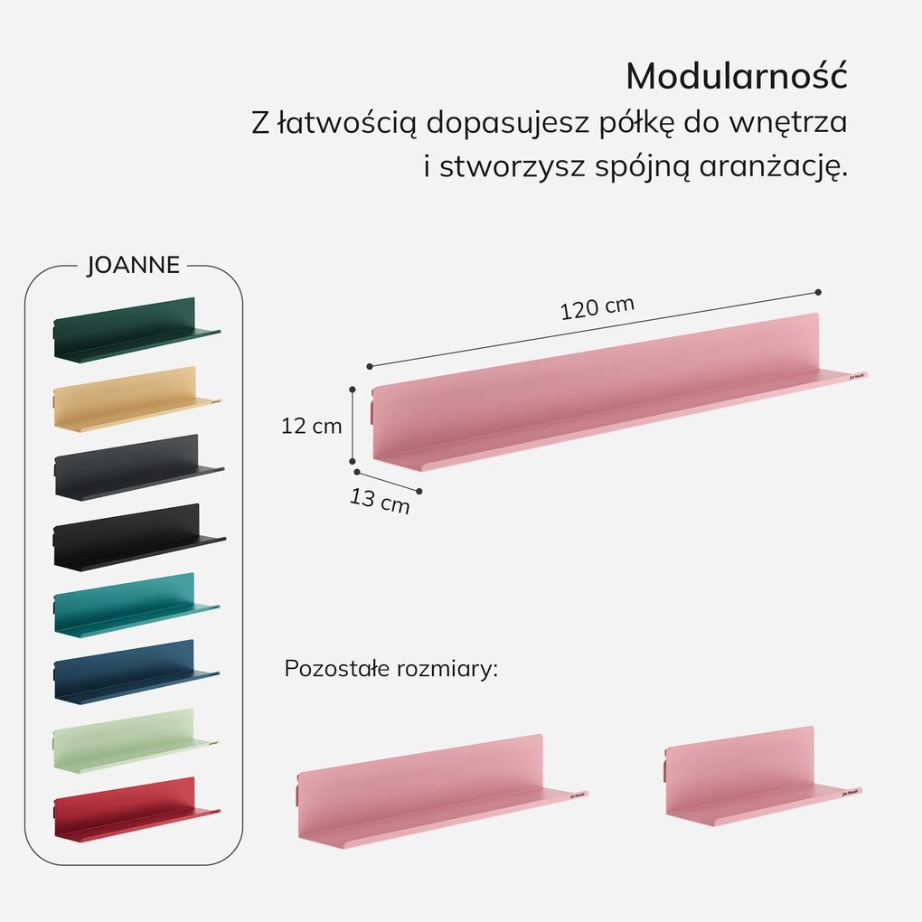 Półka wisząca JOANNE 1200 mm, Fresh Style: pudrowy róż