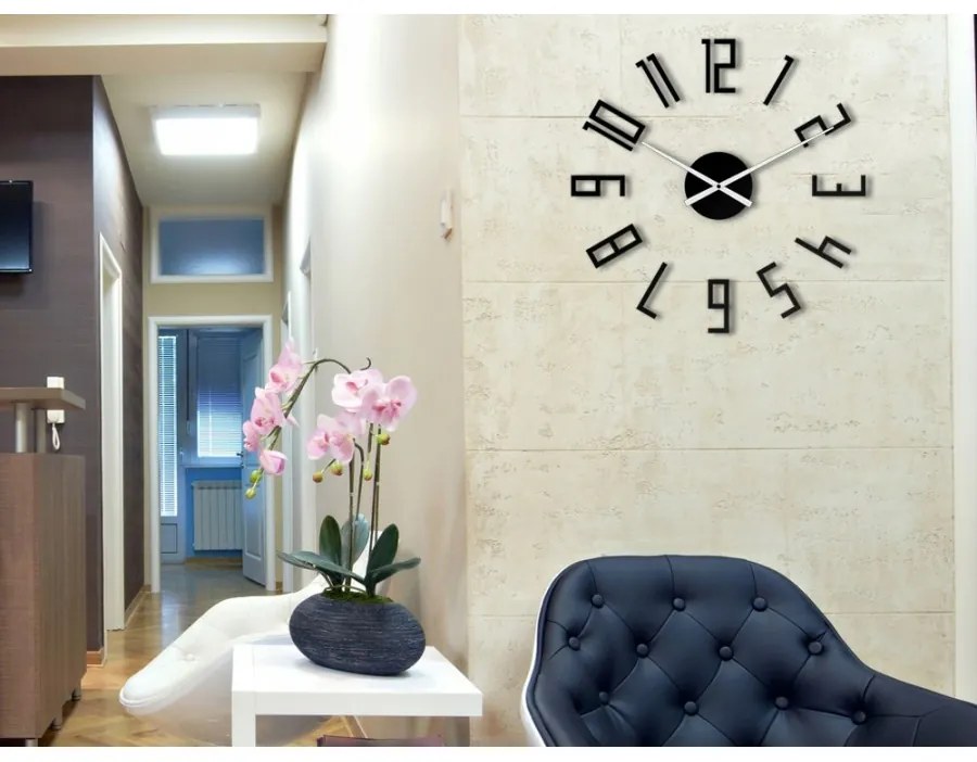 Zegar ścienny z dużymi cyframi naklejany nowoczesny do salonu sypialni loft