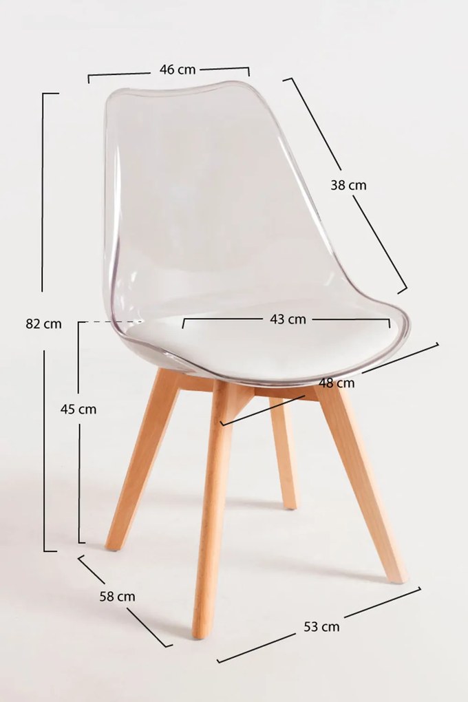 Zestaw 4 Krzese Synk Przezroczyste Siedzisko