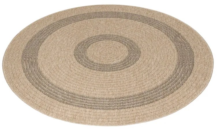 Dywan zewnętrzny okrągły Comilla beżowo-antracytowy 160 cm x 160 cm