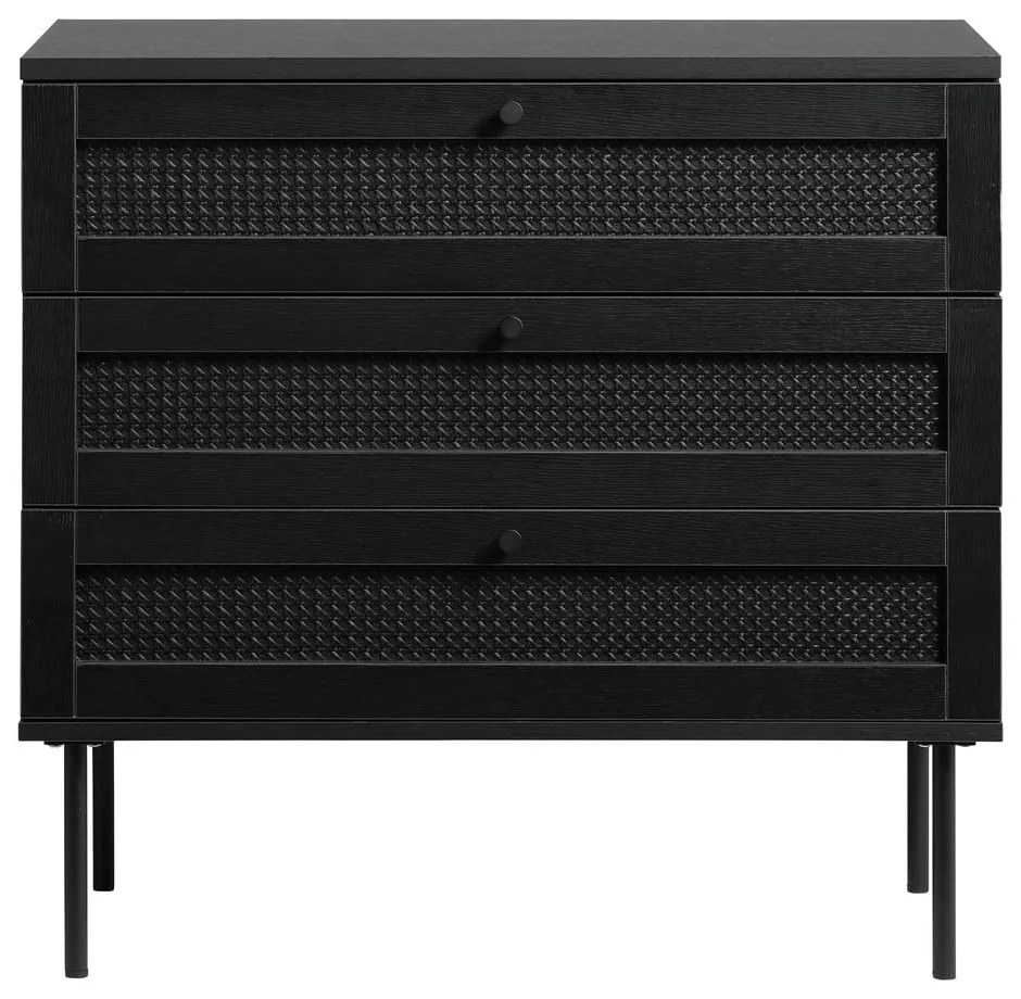 Czarna niska komoda w dekorze dębu 80x75 cm Pensacola – Unique Furniture