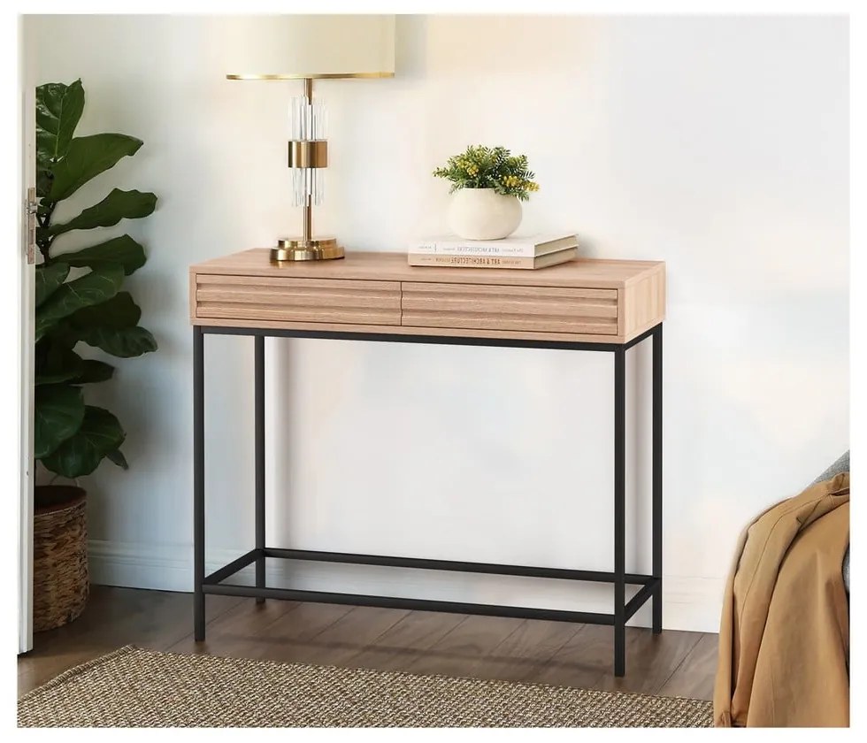 Konsola z blatem w dekorze dębu w naturalnym kolorze 35x90 cm Celine – Støraa