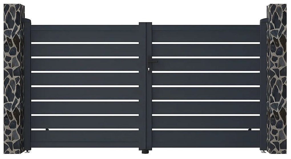 Ażurowa aluminiowa brama skrzydłowa dł.305 x wys.158 cm antracyt PRIMO