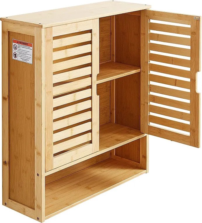 Szafka Łazienkowa Wisząca SucceBuy z 2 Drzwiami i Regulowaną Półką, Apteczka nad Toaletą, Organizer Wiszący do Pralni, Kuchni