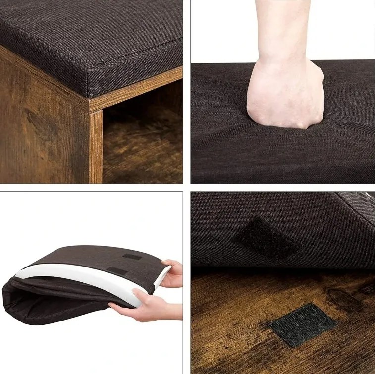 Szafka na buty z ławką TAYLOR 104x30x48 cm, brąz rustykalny