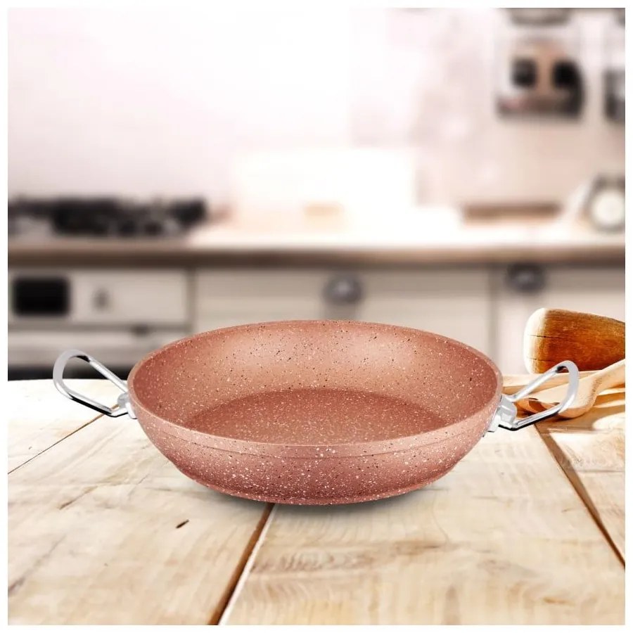 Różowa aluminiowa patelnia Güral Porselen Classic, ø 22 cm