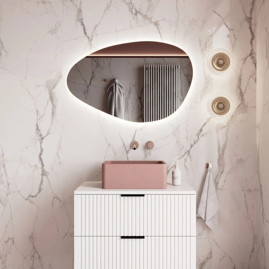 Lustro o nieregularnym kształcie oszlifowane bez ramy podświetlane MISTRAL LED | Różne rozmiary : Kolor tafli szkła - Grafit, Rozmiar - 120 x 60 cm