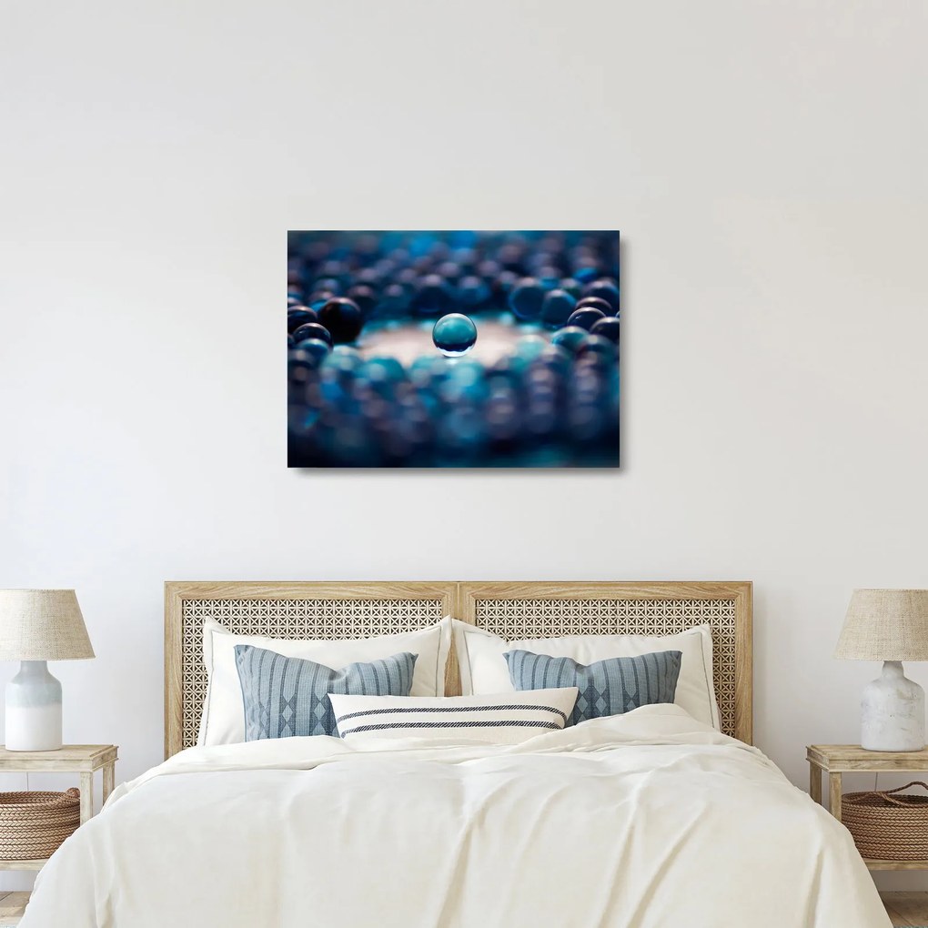 Obraz na szkle - Niebieskie kuleczki (70x50 cm)