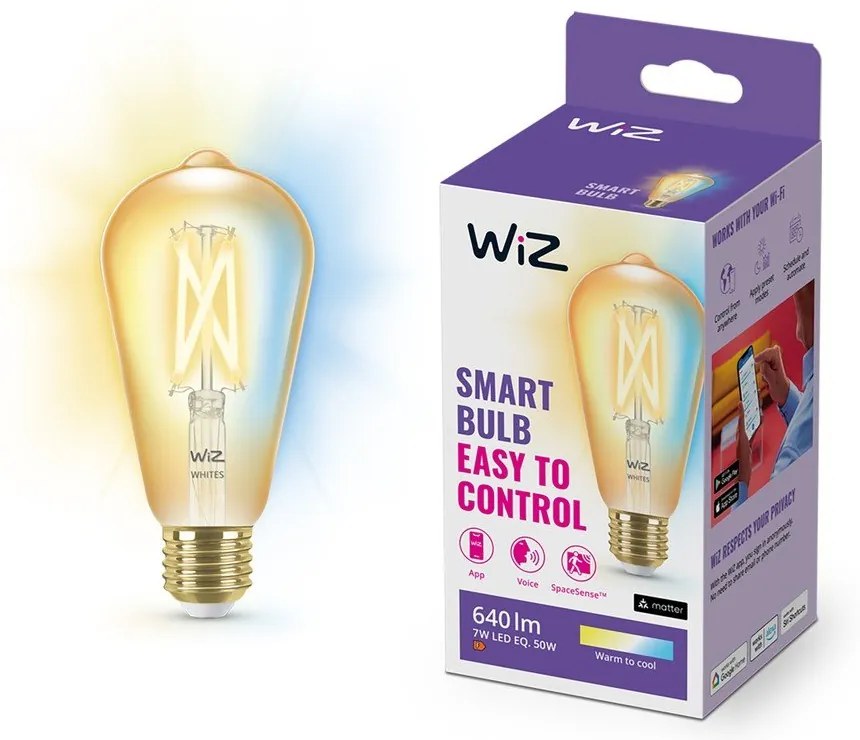 Inteligentna żarówka filamentowa z gwintem E27, 7 W – WiZ