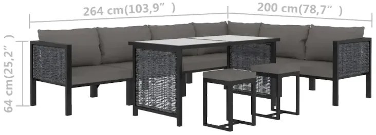 9-częściowy zestaw ogrodowy antracytowy- Sigala