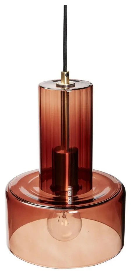 Brązowa lampa wisząca ze ściemniaczem i szklanym kloszem ø 20 cm Ripple – Hübsch