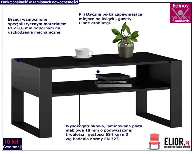 Czarna Ława Kawowa Do Salonu C2-F12