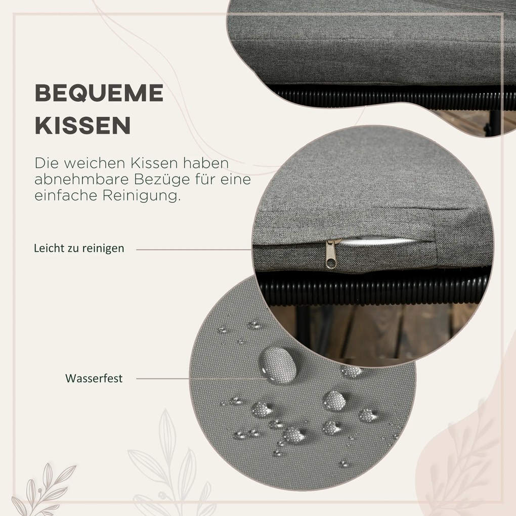 Outsunny Zestaw mebli ogrodowych 5 części Polirattan Stół 4 krzesła Stolik dodatkowy Elegancki szary | Aosom PL