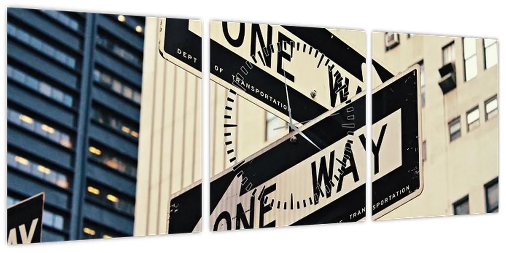 Obraz - New York ONE WAY (z zegarem) (90x30 cm)