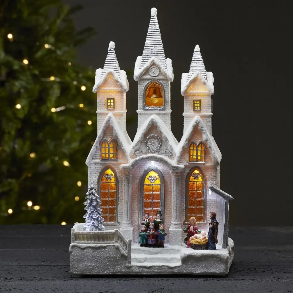 Świąteczna pozytywka kościółek LED