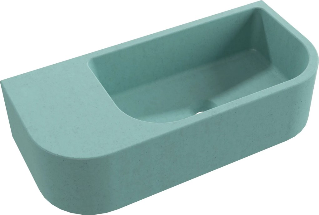 Massi Umywalka betonowa wisząca / nablatowa półokrągła z półką bez otworu na baterię 65 x 30 cm LARMO | różne kolory : Kolor - Turkusowy, Typ montażu - podwieszana